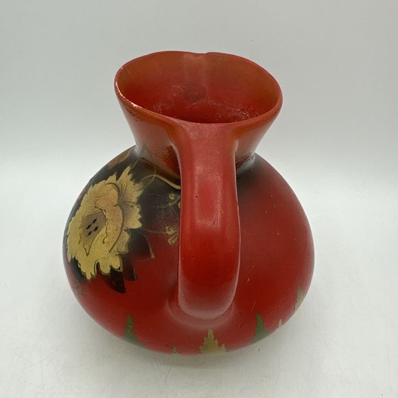 Vintage Pottery Clay Pitcher England 18D Signed Red 6.25” Handmade - Picture 4 of 16